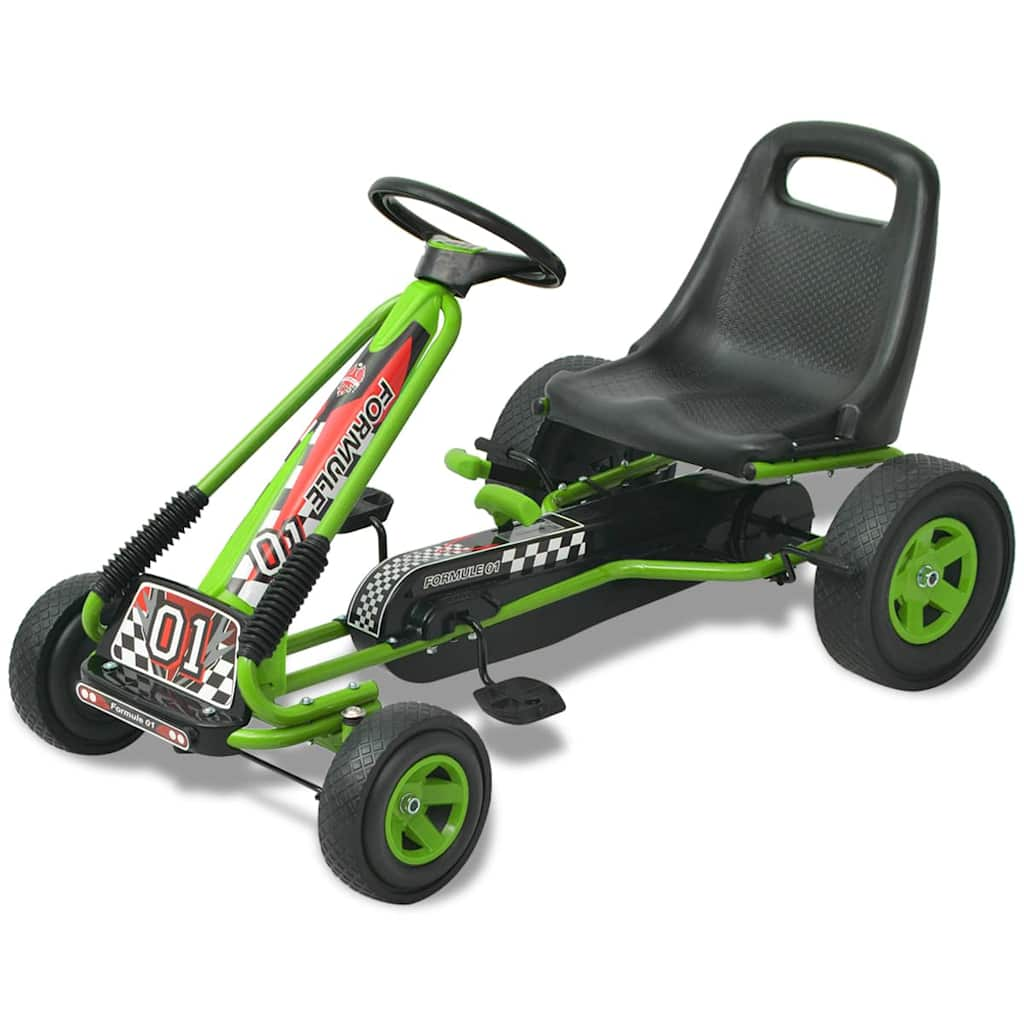 Pedal go-kart with adjustable seat, green