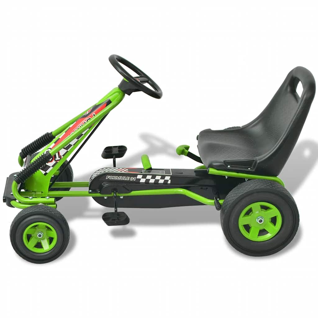 Pedal go-kart with adjustable seat, green