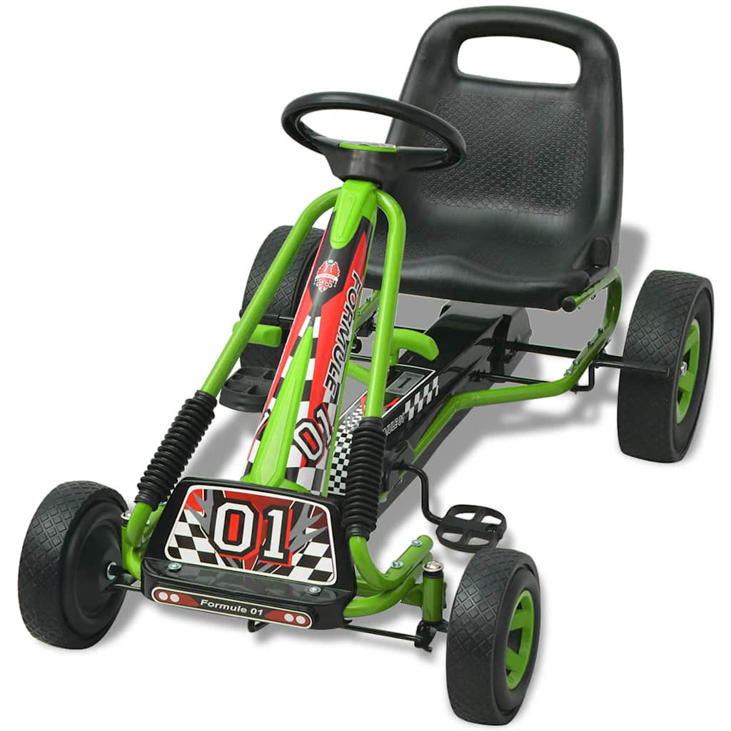 Pedal go-kart with adjustable seat, green