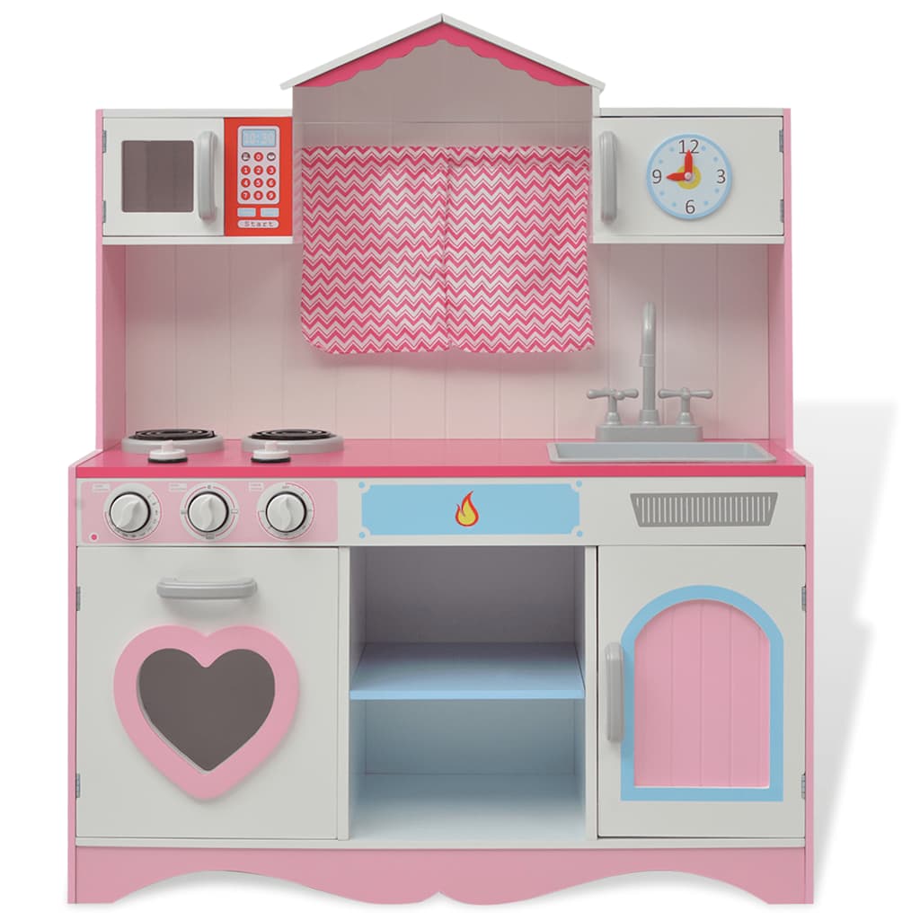 Play kitchen, wooden 82 x 30 x 100 cm pink and white