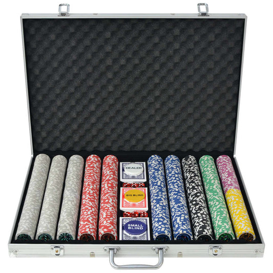 Poker set with 1000 laser chips in an aluminum case