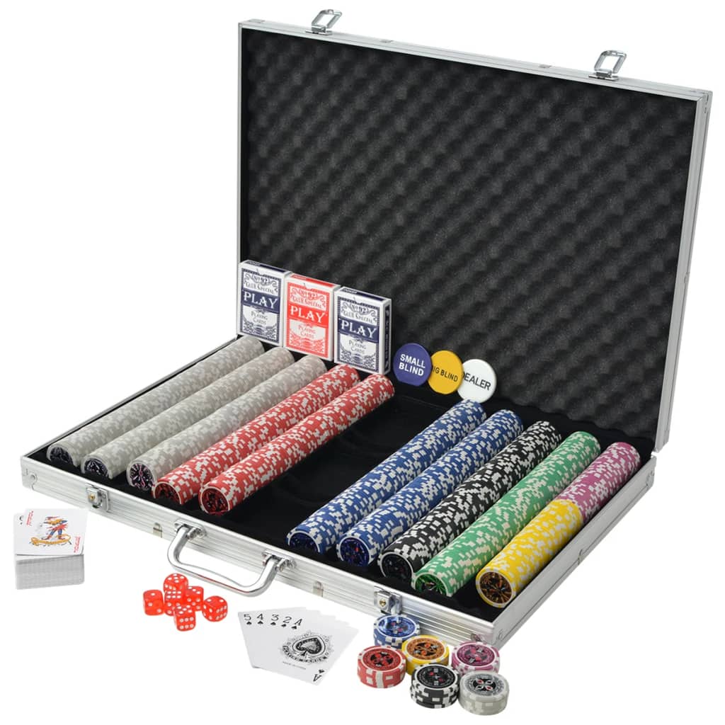 Poker set with 1000 laser chips in an aluminum case