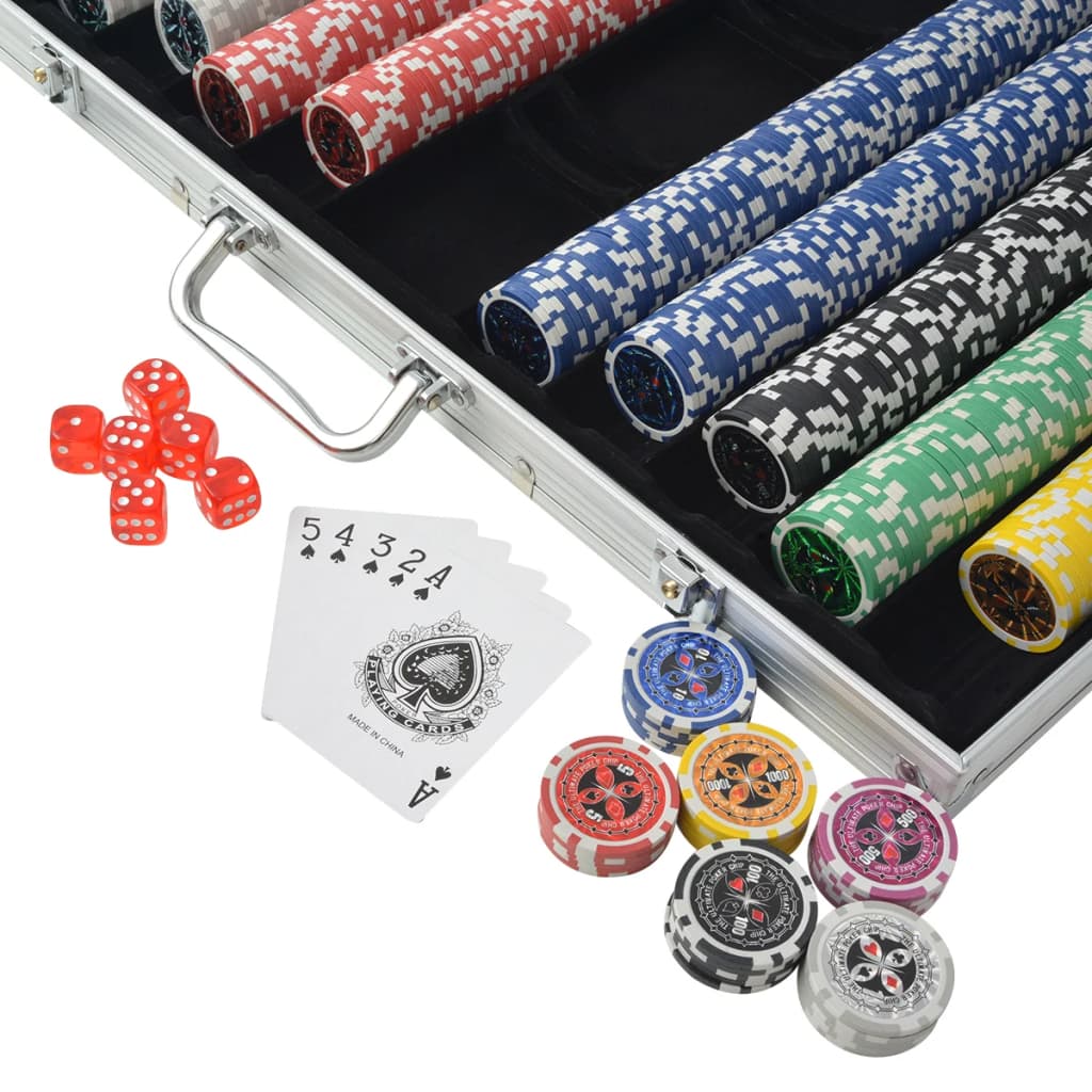 Poker set with 1000 laser chips in an aluminum case