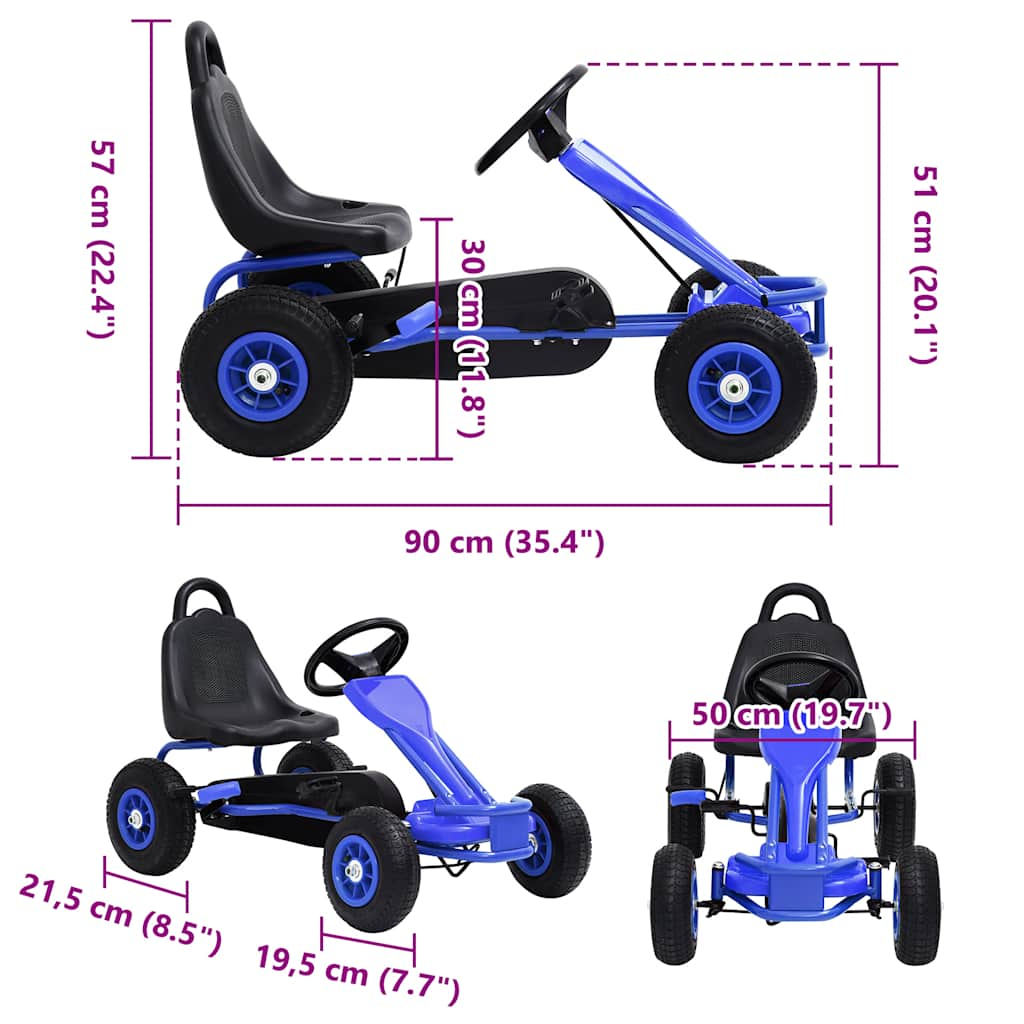 pedal go-kart with pneumatic tires, blue