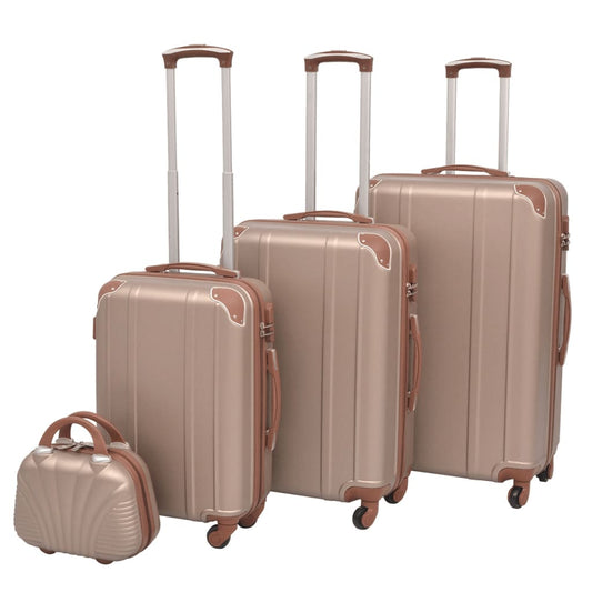 four-piece hardshell suitcase set in champagne color