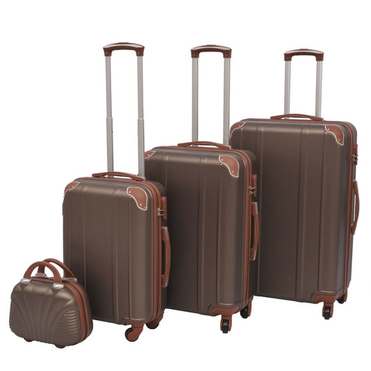 four-piece hardshell suitcase set coffee brown