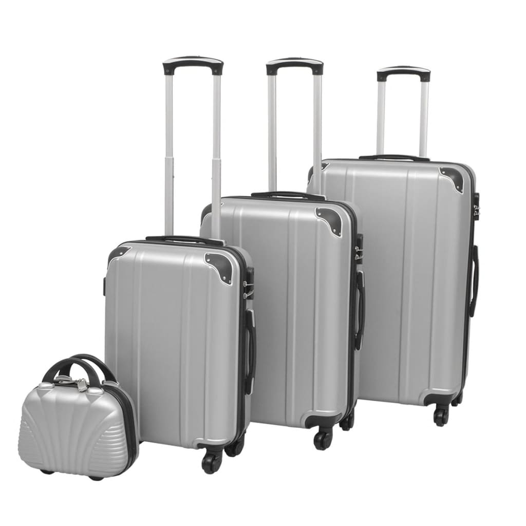 four-piece hardshell suitcase set silver