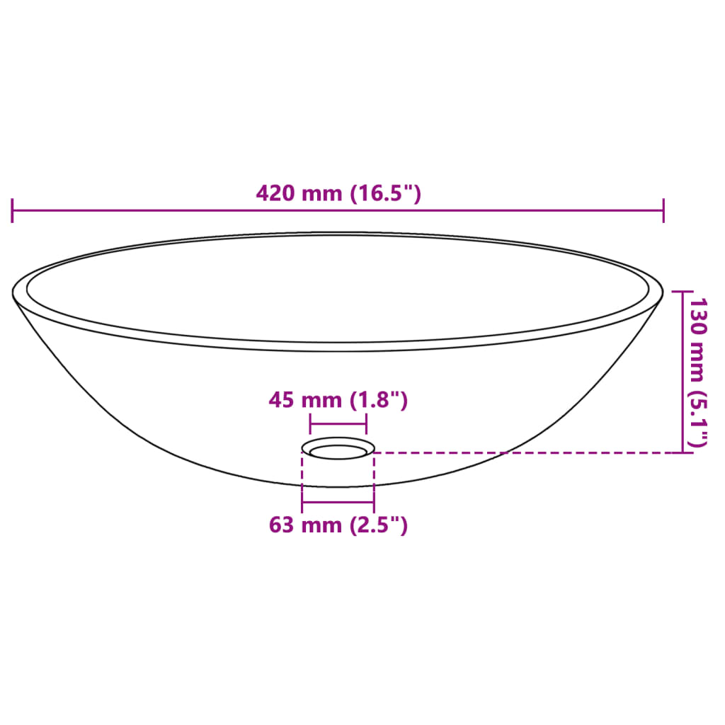 i sink made of tempered glass, 42 cm, transparent