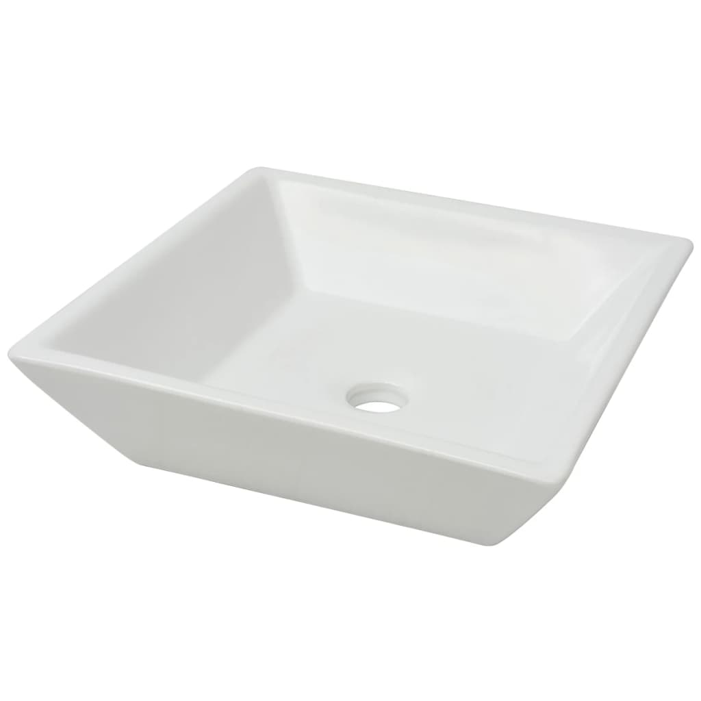 square sink, ceramic, white 41.5 x 41.5 x 12 cm