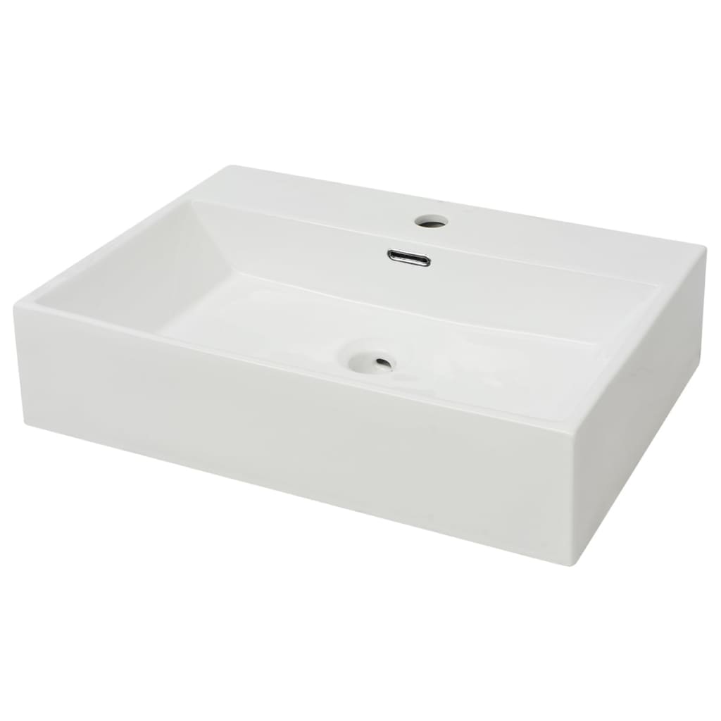 i ceramic sink with tap hole 60.5 x 42.5 x 14.5 cm white