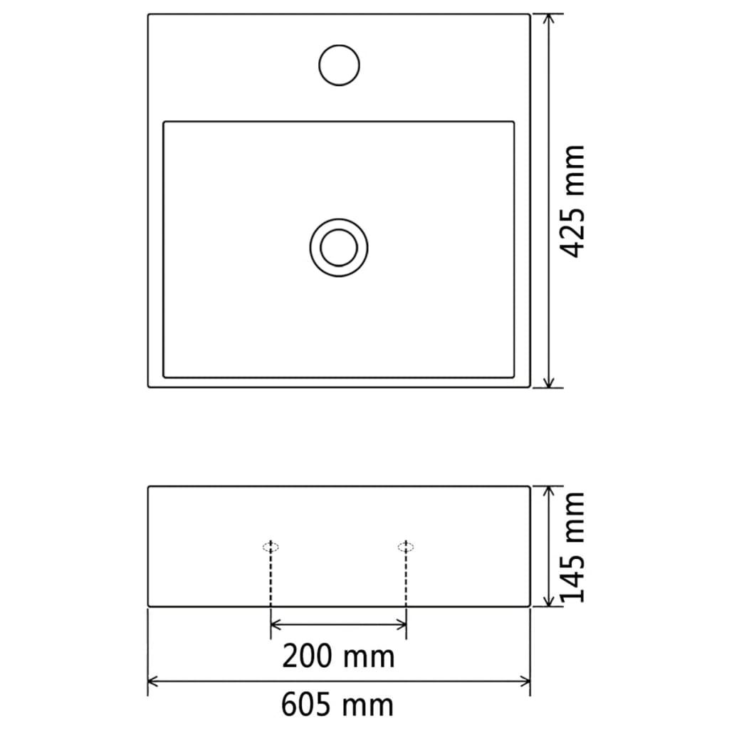 i ceramic sink with tap hole 60.5 x 42.5 x 14.5 cm white