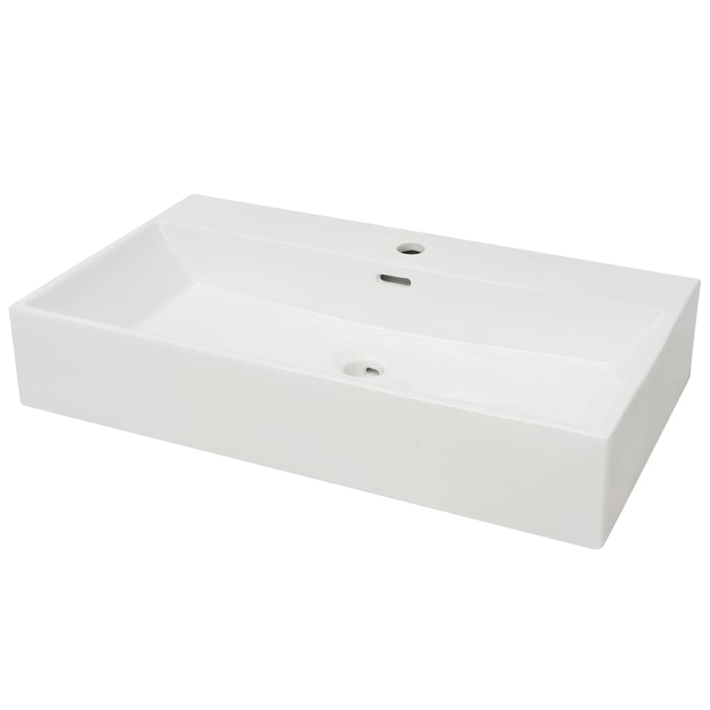 i ceramic sink with tap hole 76 x 42.5 x 14.5 cm white