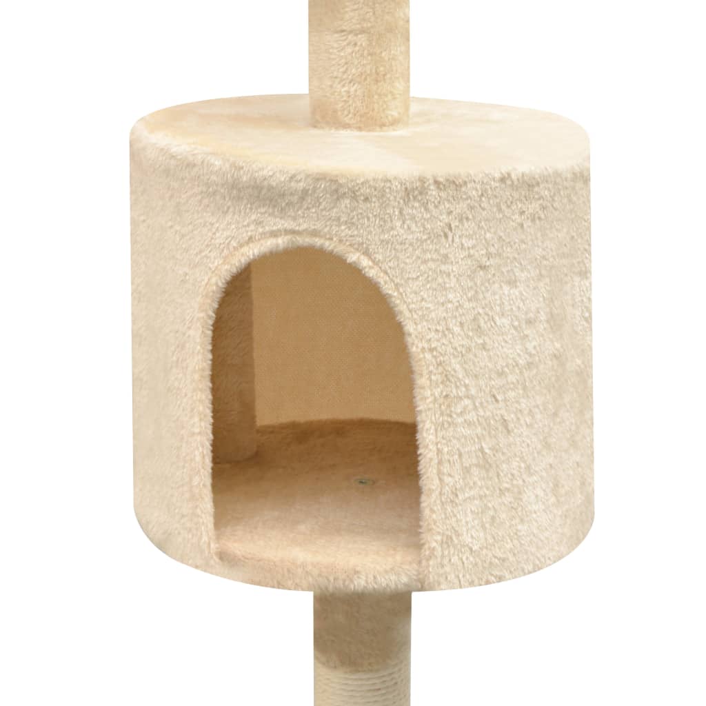 Cat house with sisal rope and scratching post 125 cm beige