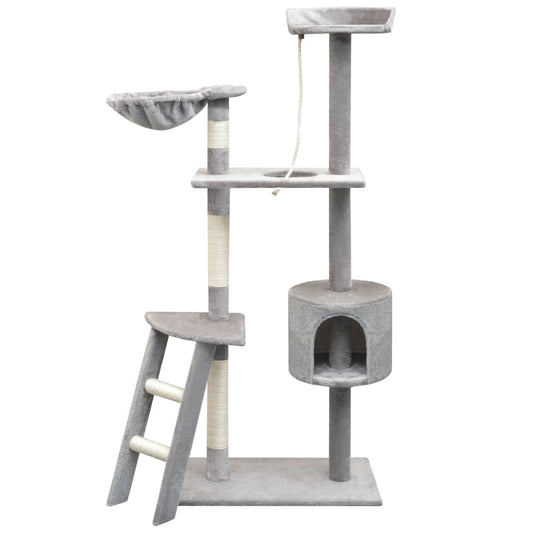 Cat house with sisal rope and scratching post 150 cm grey