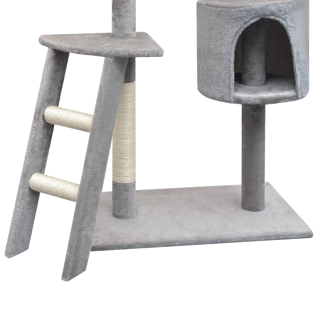 Cat house with sisal rope and scratching post 150 cm grey