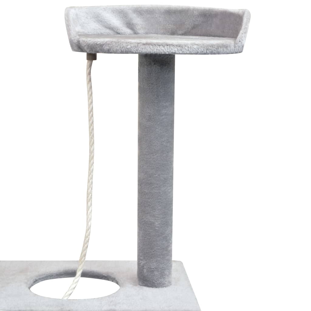 Cat house with sisal rope and scratching post 150 cm grey