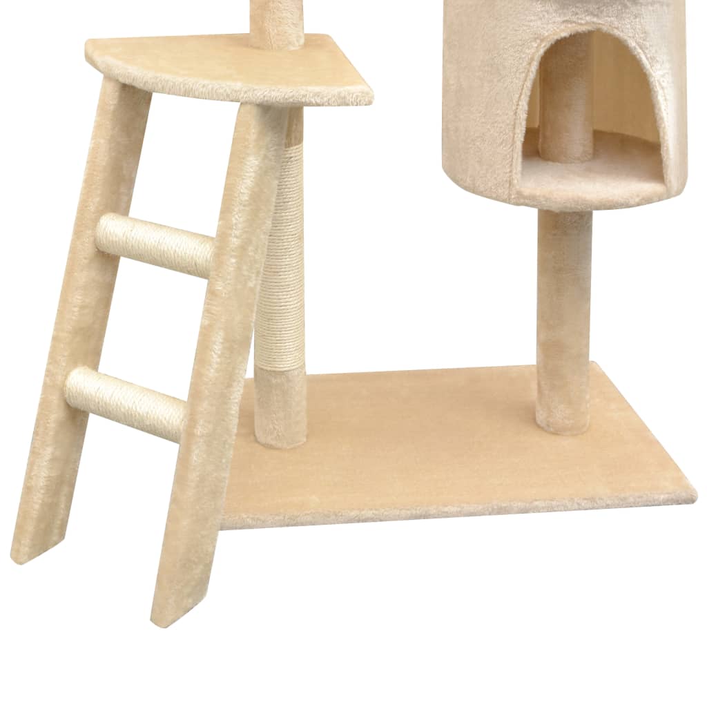 Cat house with sisal rope scratching post 150 cm beige