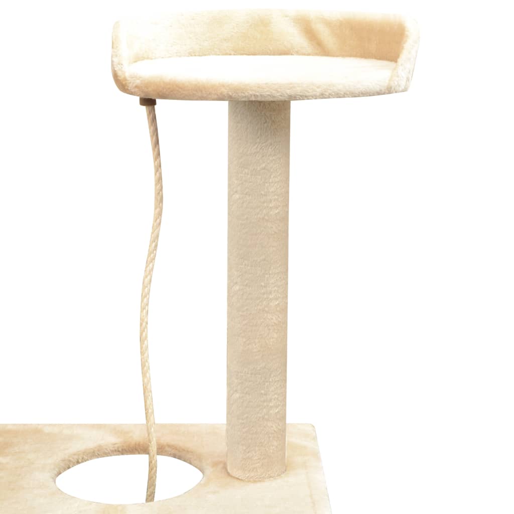 Cat house with sisal rope scratching post 150 cm beige