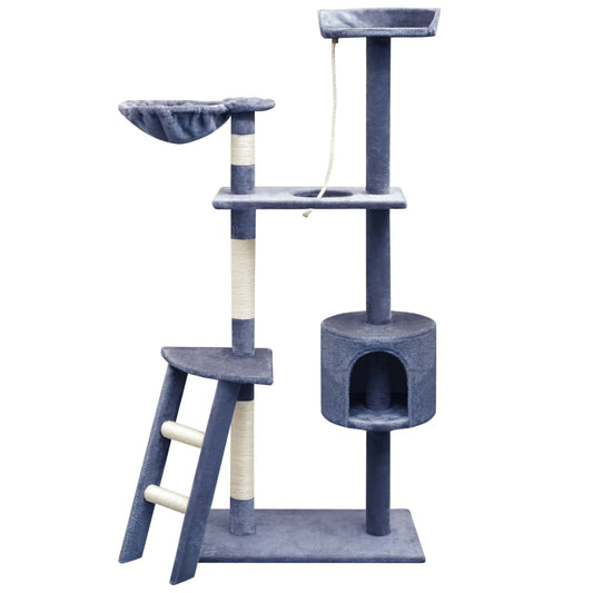 Cat house with sisal rope and scratching post 150 cm dark blue