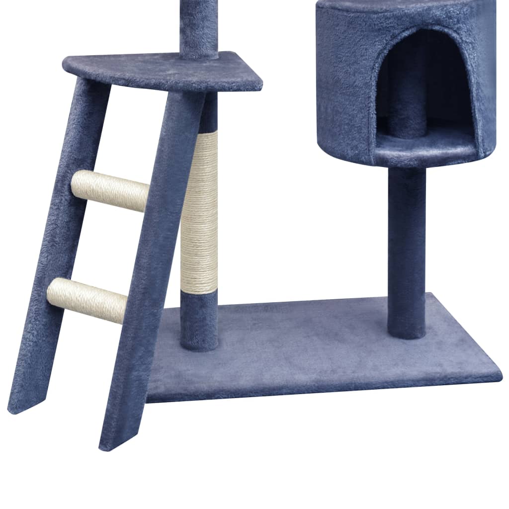 Cat house with sisal rope and scratching post 150 cm dark blue