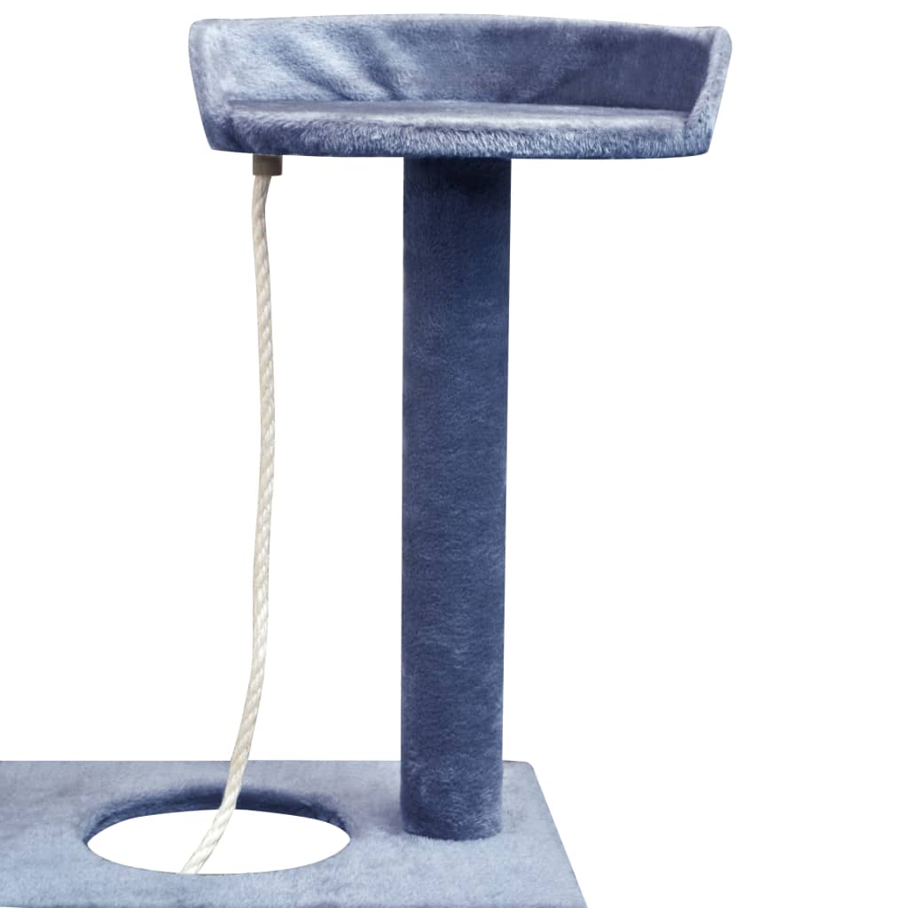 Cat house with sisal rope and scratching post 150 cm dark blue