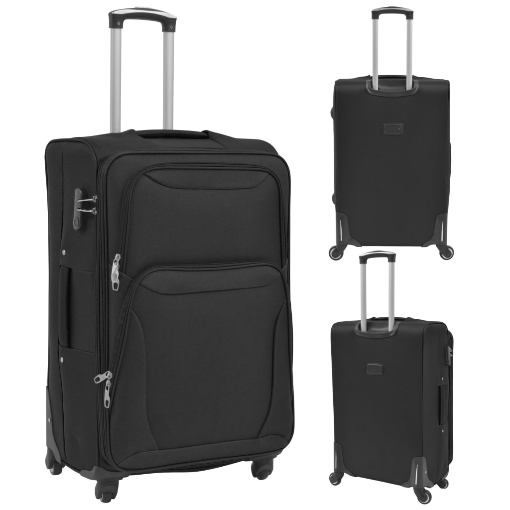 three-piece soft-cover suitcase set, black