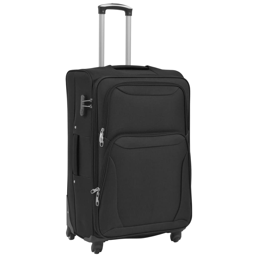 three-piece soft-cover suitcase set, black