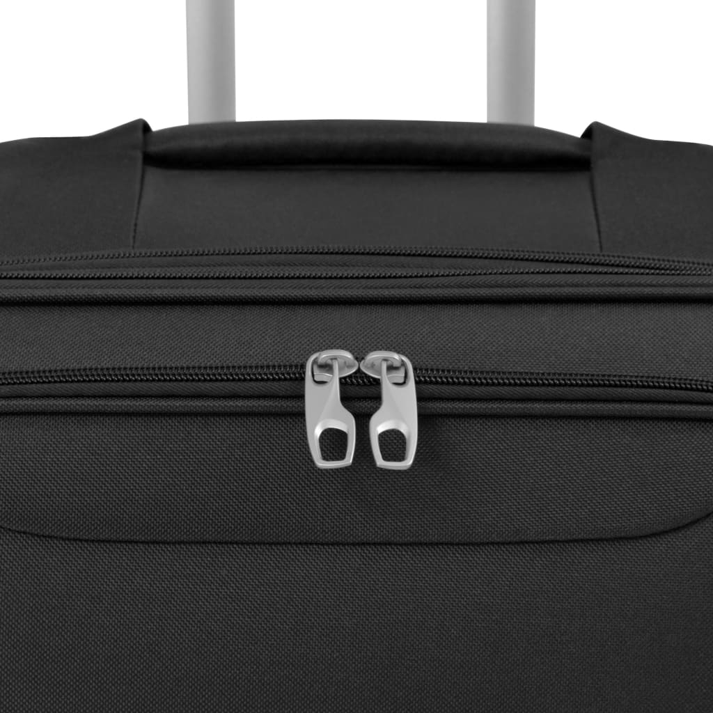 three-piece soft-cover suitcase set, black