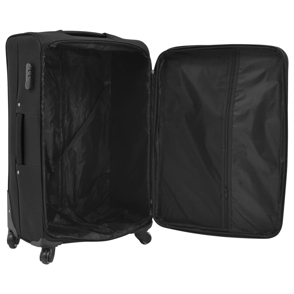 three-piece soft-cover suitcase set, black