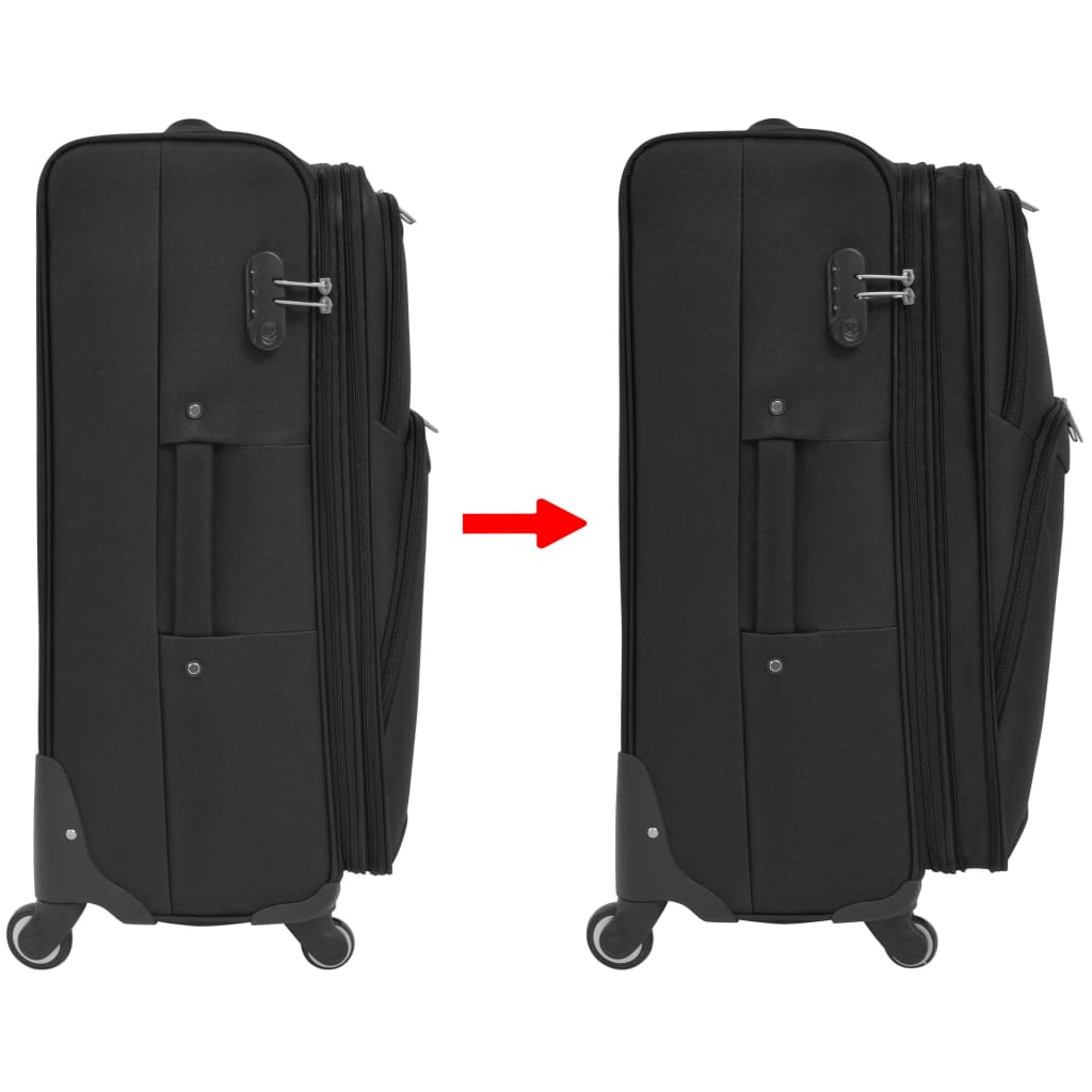 three-piece soft-cover suitcase set, black