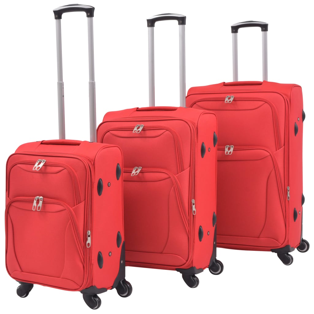 three-piece soft-cover suitcase set, red