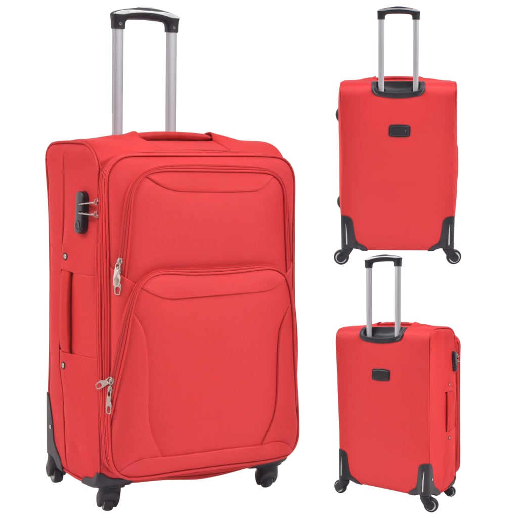 three-piece soft-cover suitcase set, red