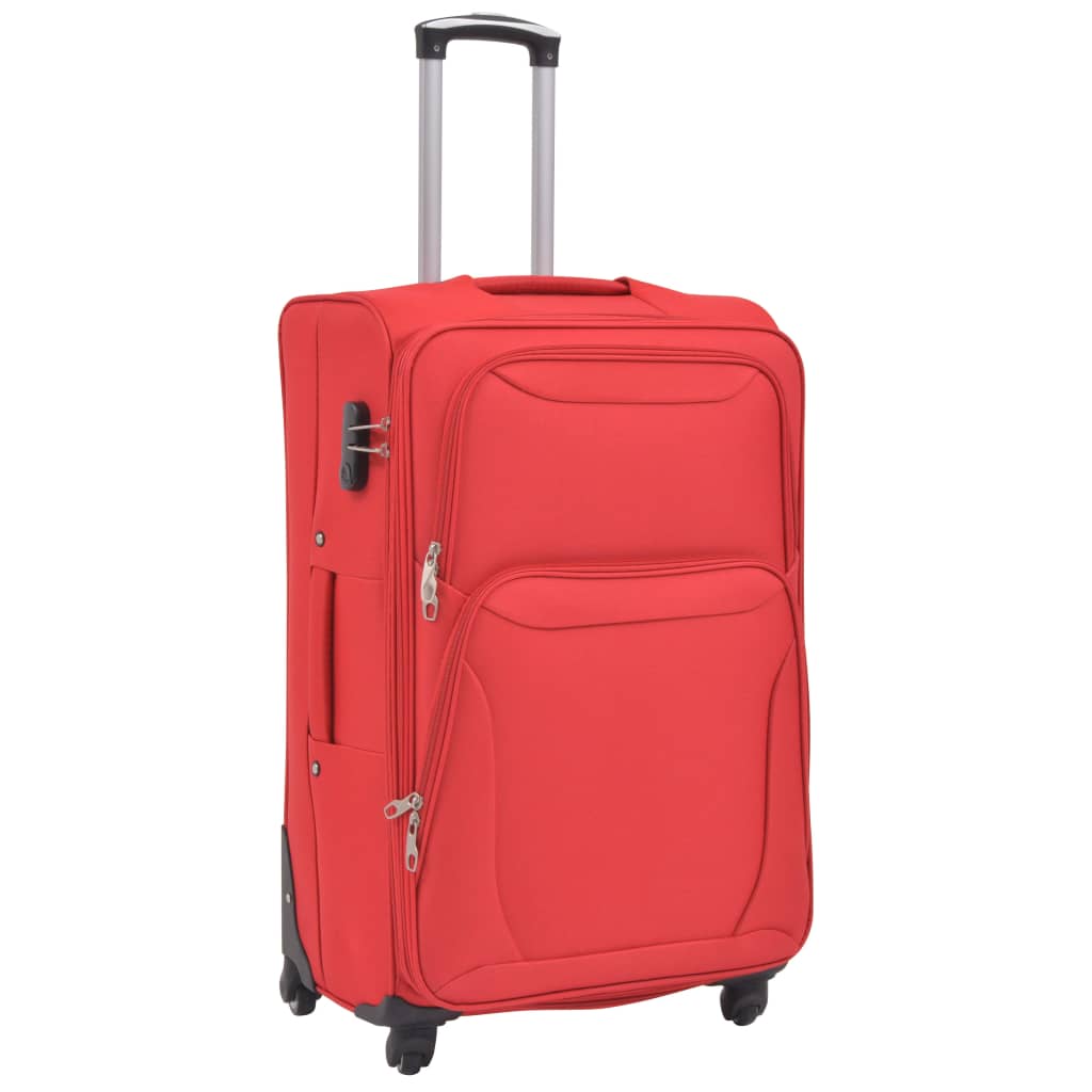 three-piece soft-cover suitcase set, red