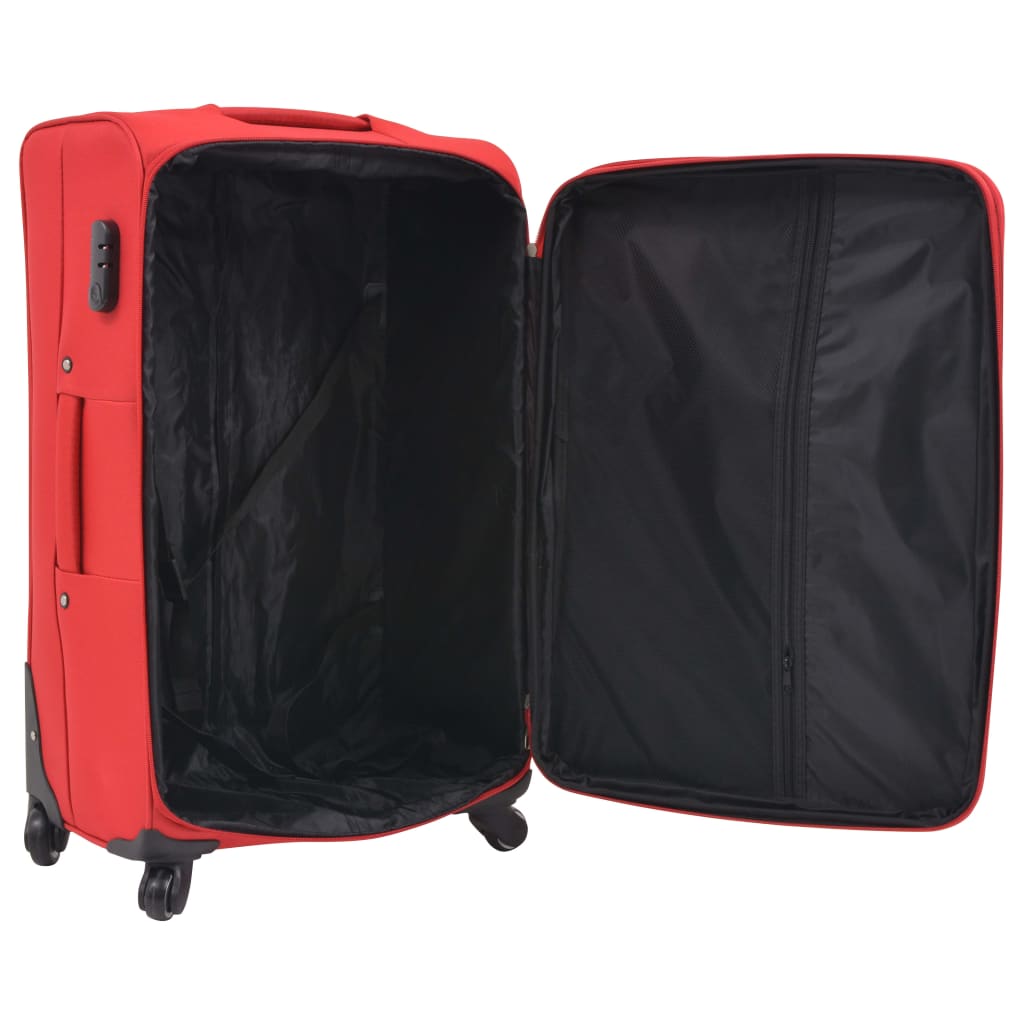 three-piece soft-cover suitcase set, red