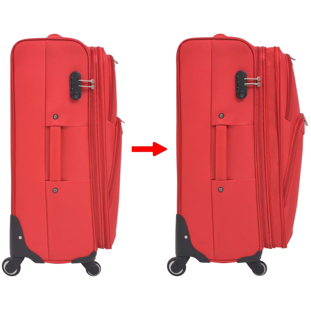 three-piece soft-cover suitcase set, red