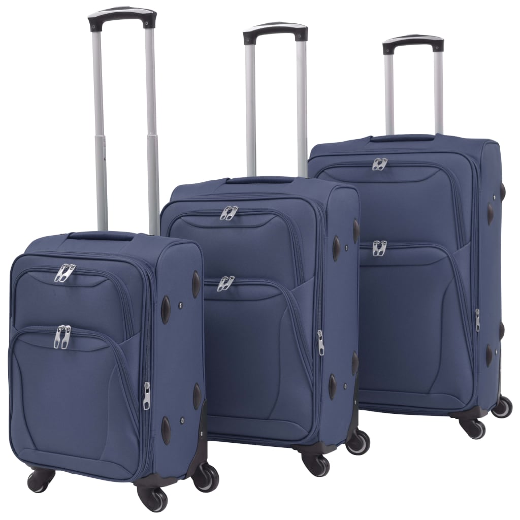 three-piece soft-cover suitcase set, navy blue