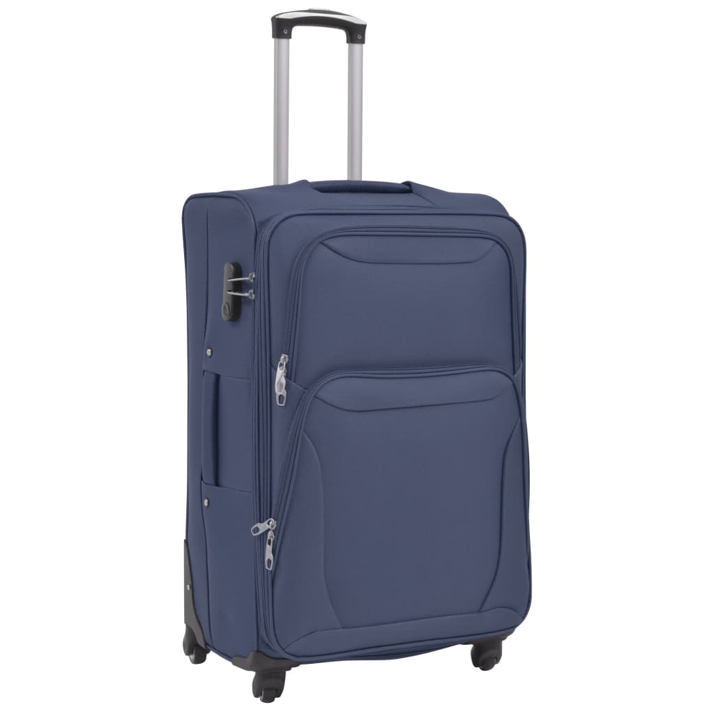 three-piece soft-cover suitcase set, navy blue