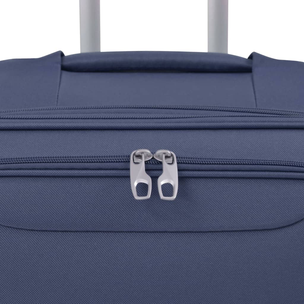 three-piece soft-cover suitcase set, navy blue