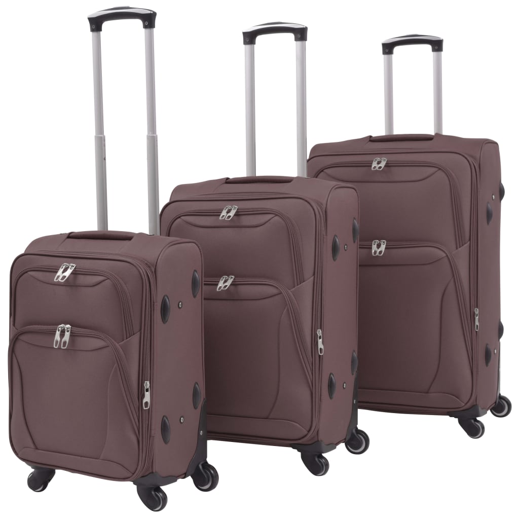 three-piece soft-cover suitcase set, coffee color