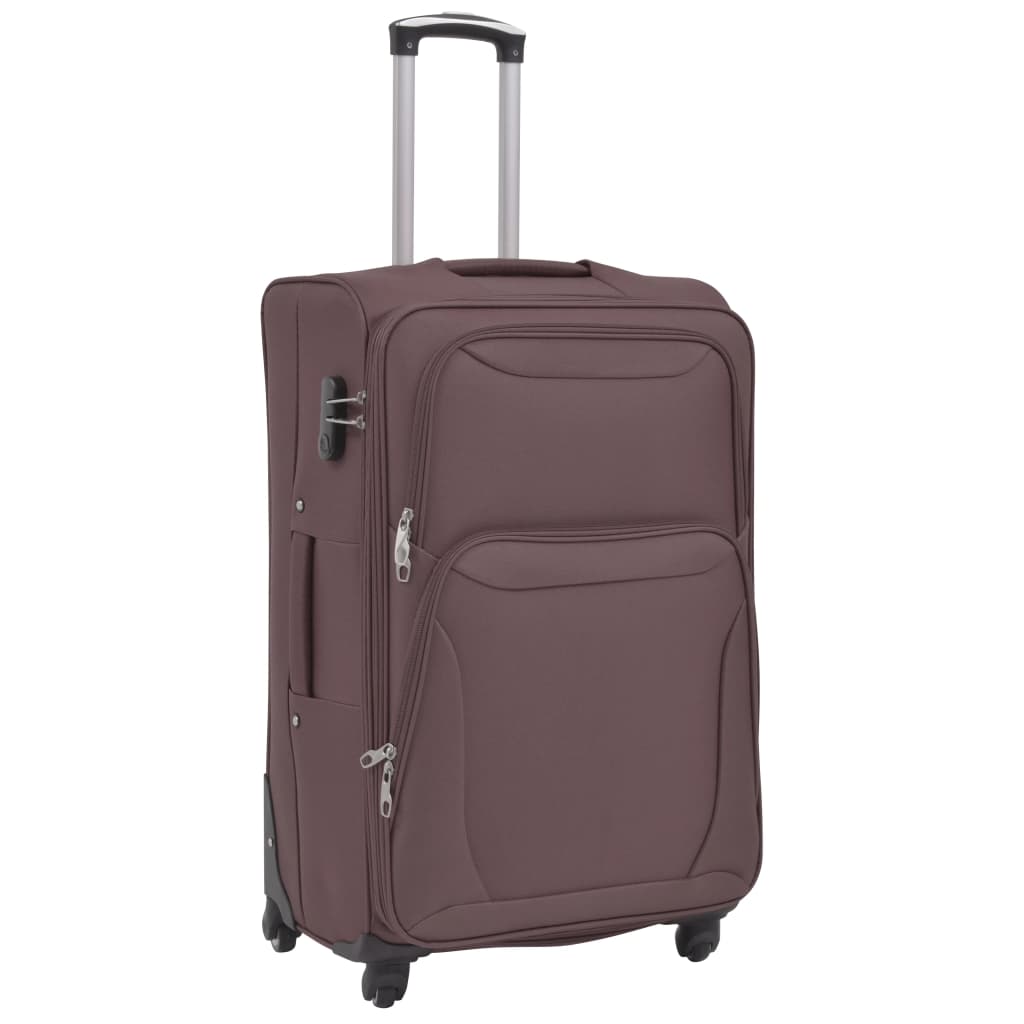 three-piece soft-cover suitcase set, coffee color