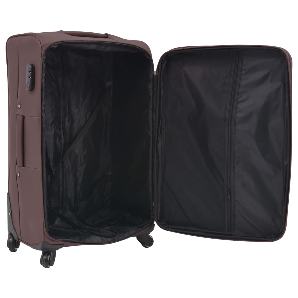 three-piece soft-cover suitcase set, coffee color