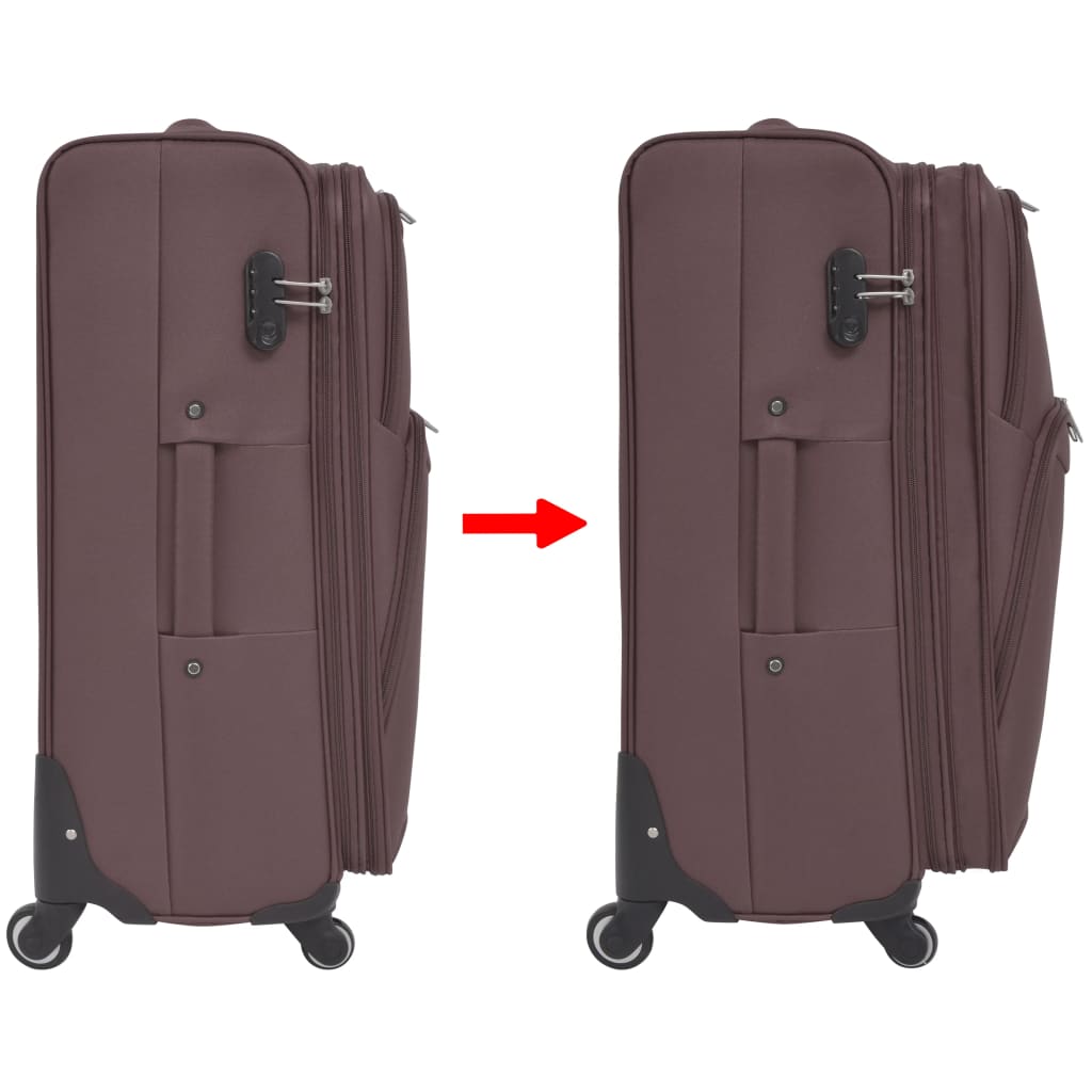 three-piece soft-cover suitcase set, coffee color