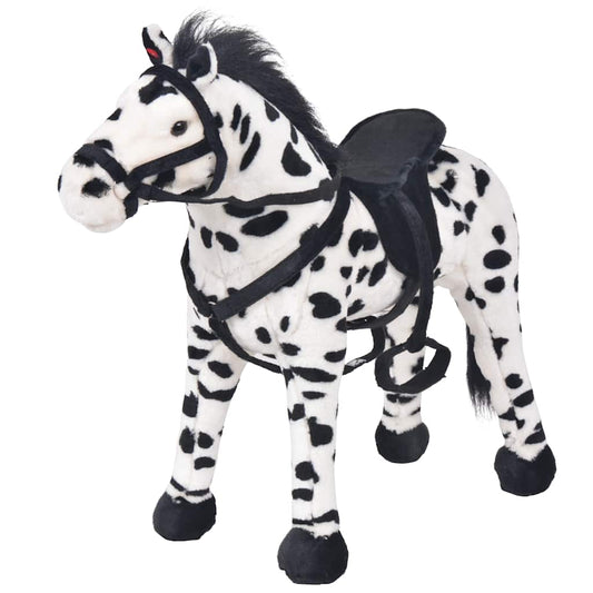 standing toy horse plush, black and white XXL