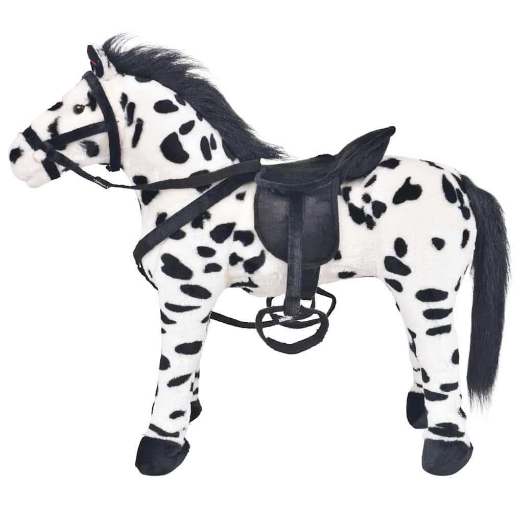 standing toy horse plush, black and white XXL