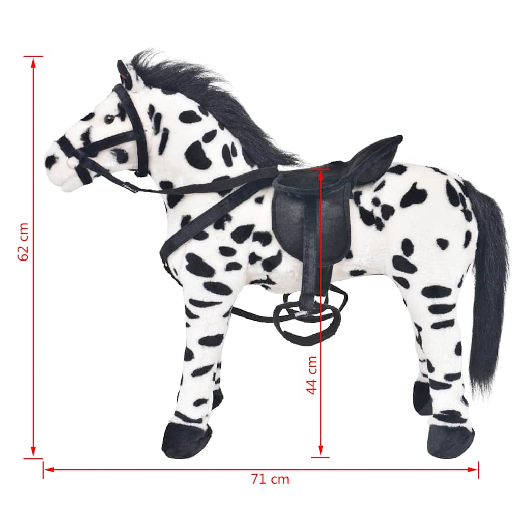 standing toy horse plush, black and white XXL