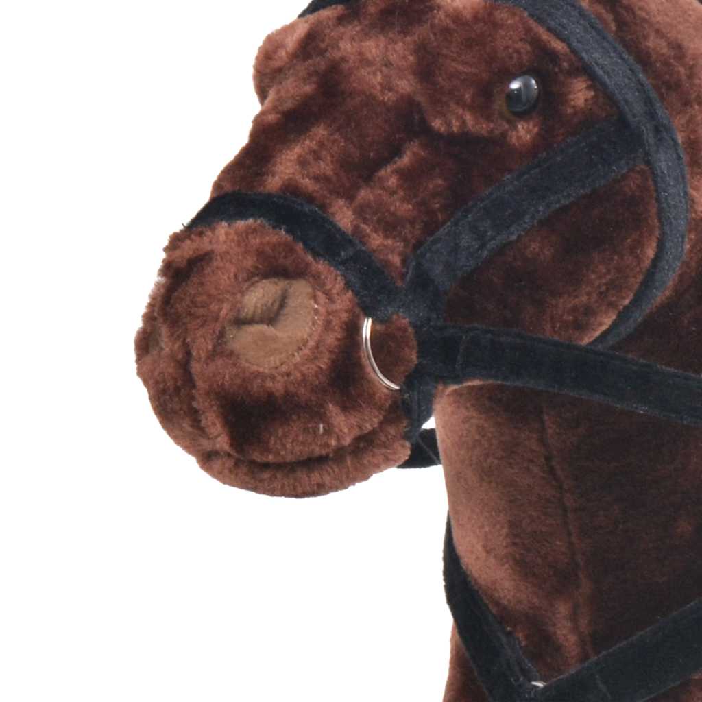 standing toy horse, plush, dark brown XXL