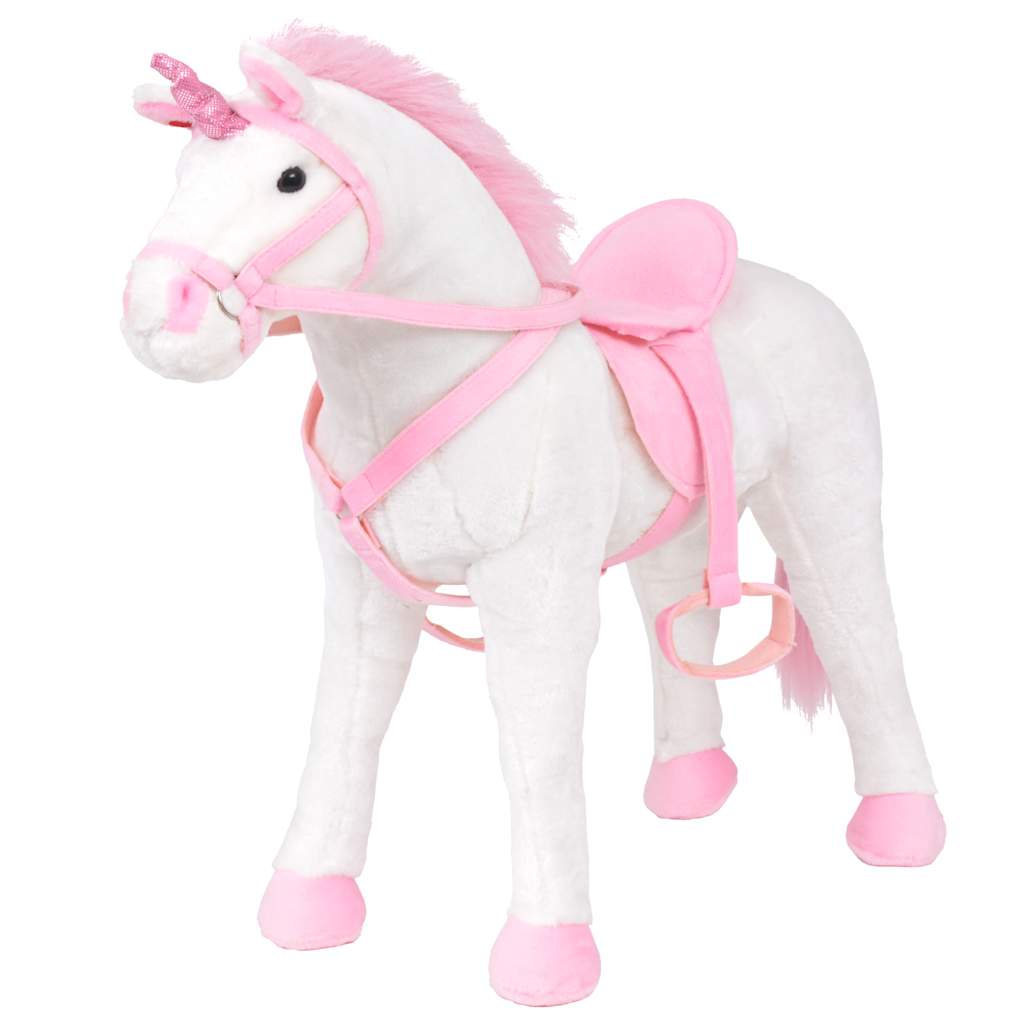 Standing toy unicorn plush, pink and white XXL