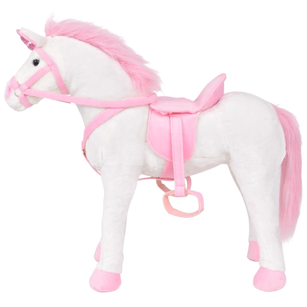 Standing toy unicorn plush, pink and white XXL