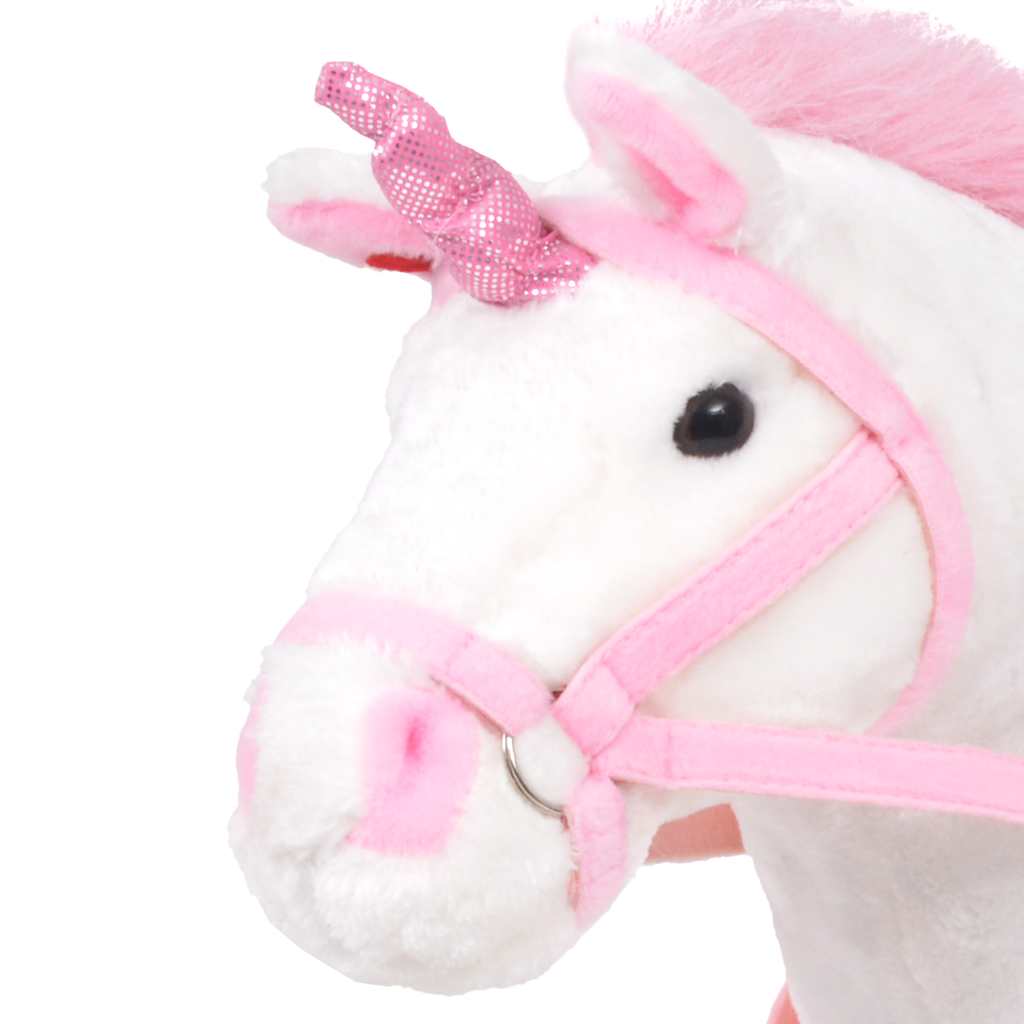 Standing toy unicorn plush, pink and white XXL