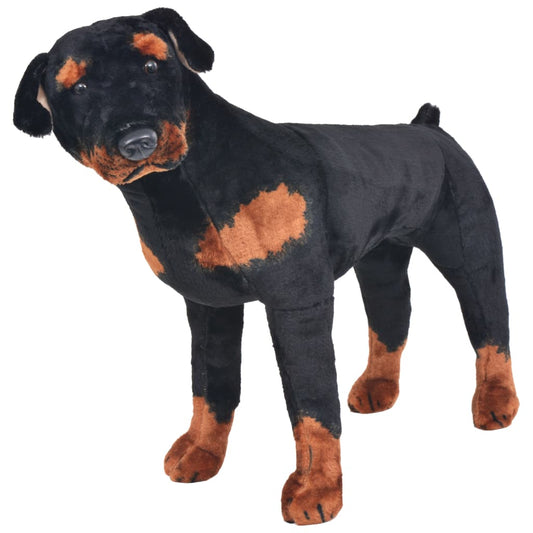 standing toy dog ​​rottweiler plush, black and brown XXL